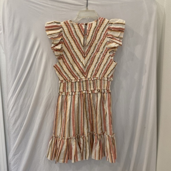 Saylor tulsi linen striped mini ruffle dress sz medium - Picture 7 of 7